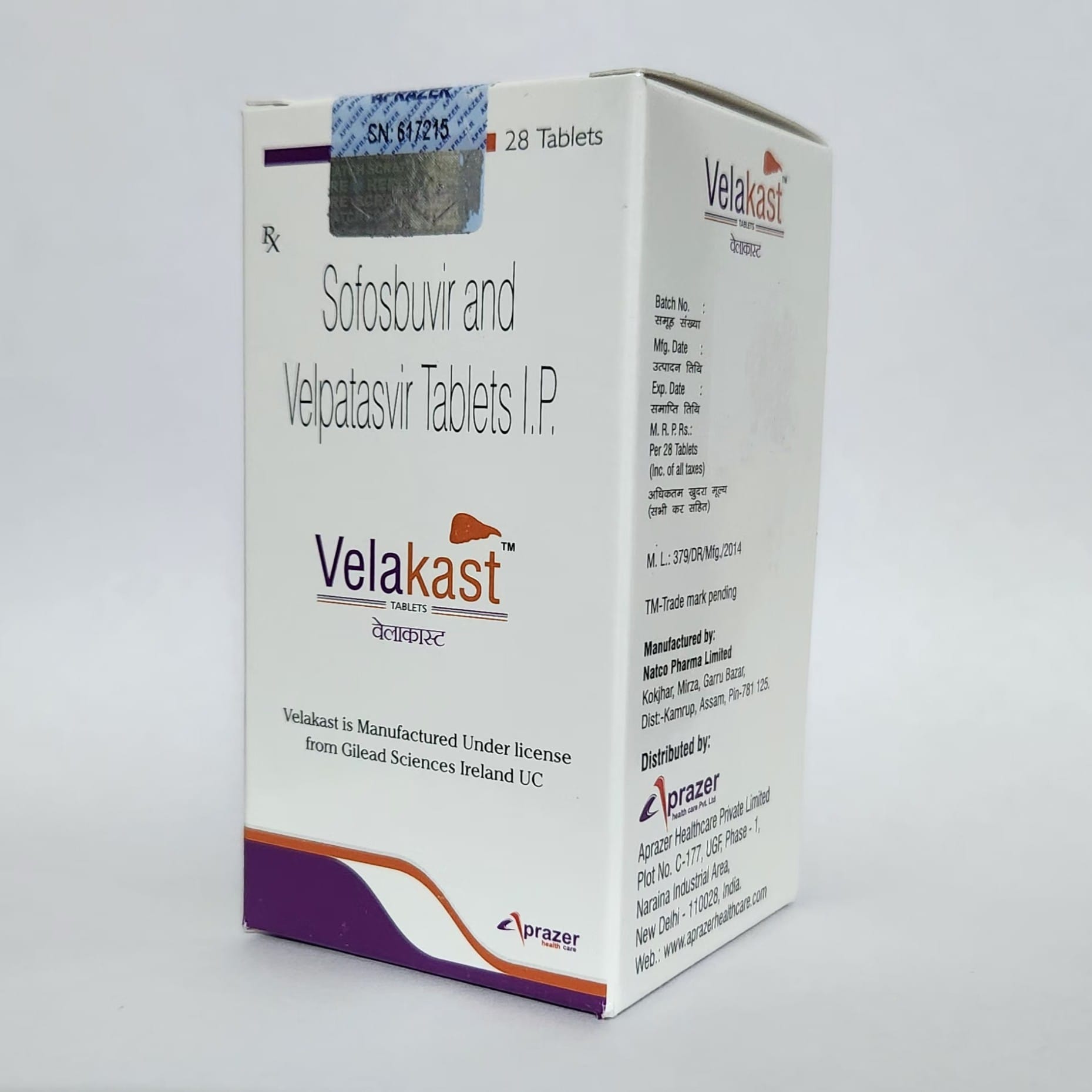 Sofosbuvir 400mg + Velpatasvir 100mg